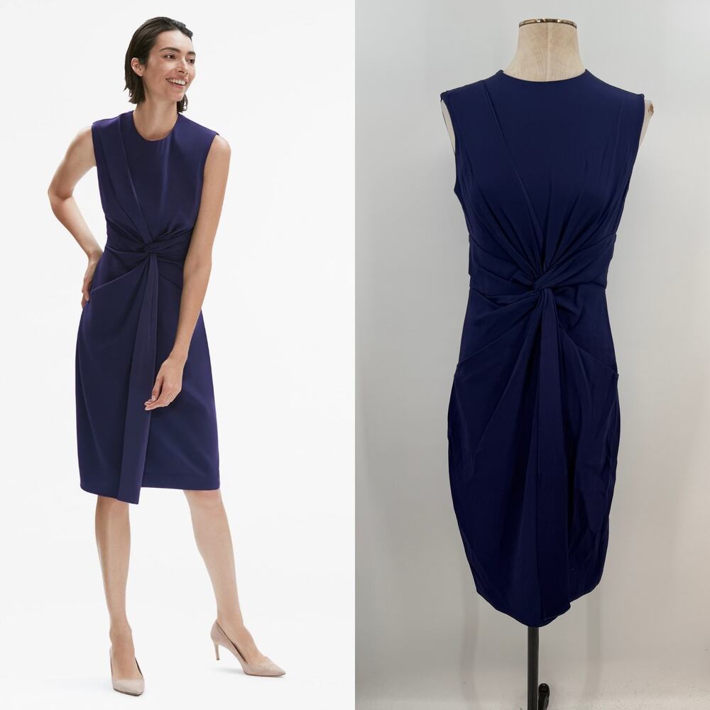 MM.LaFleur Taylor 2.0 Twist Front Sheath Dress Deep Indigo Size 2 NWT